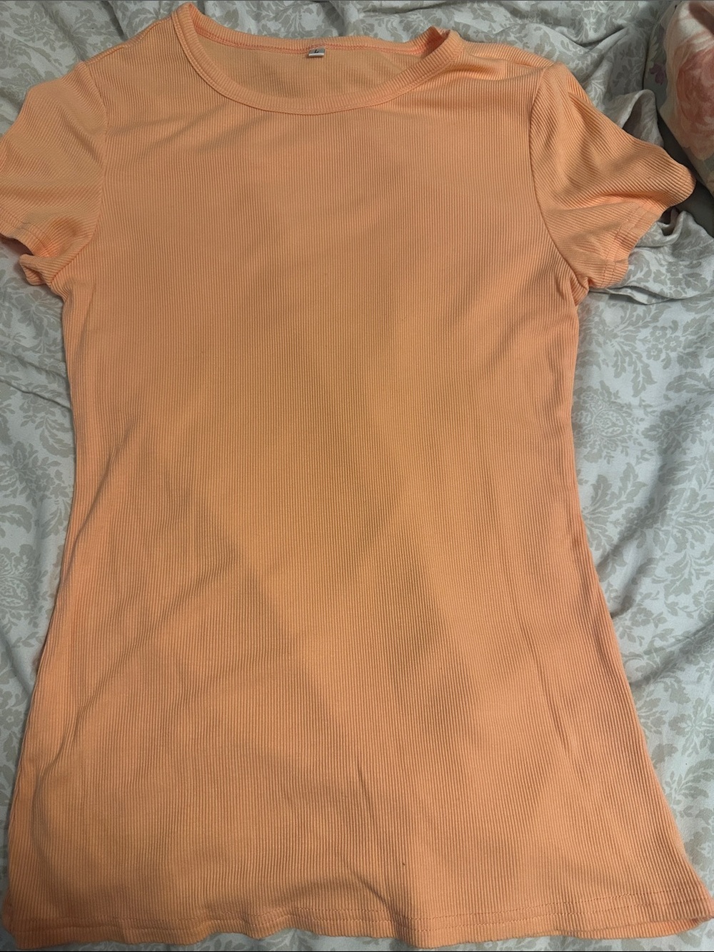 Amazon Women’s Short-Sleeve Ribbed Tee - Peach
